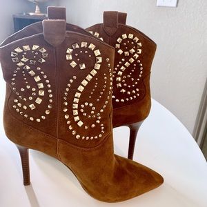 Michael Kors Reena Stud Caramel Suede Ankle Boots